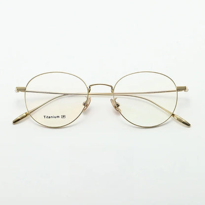 MOMOJA Round Retro Glasses Fashion Ultra Light Pure Titanium Spectacle  Frame New Men's and Women's Prescription Glasses TI0032