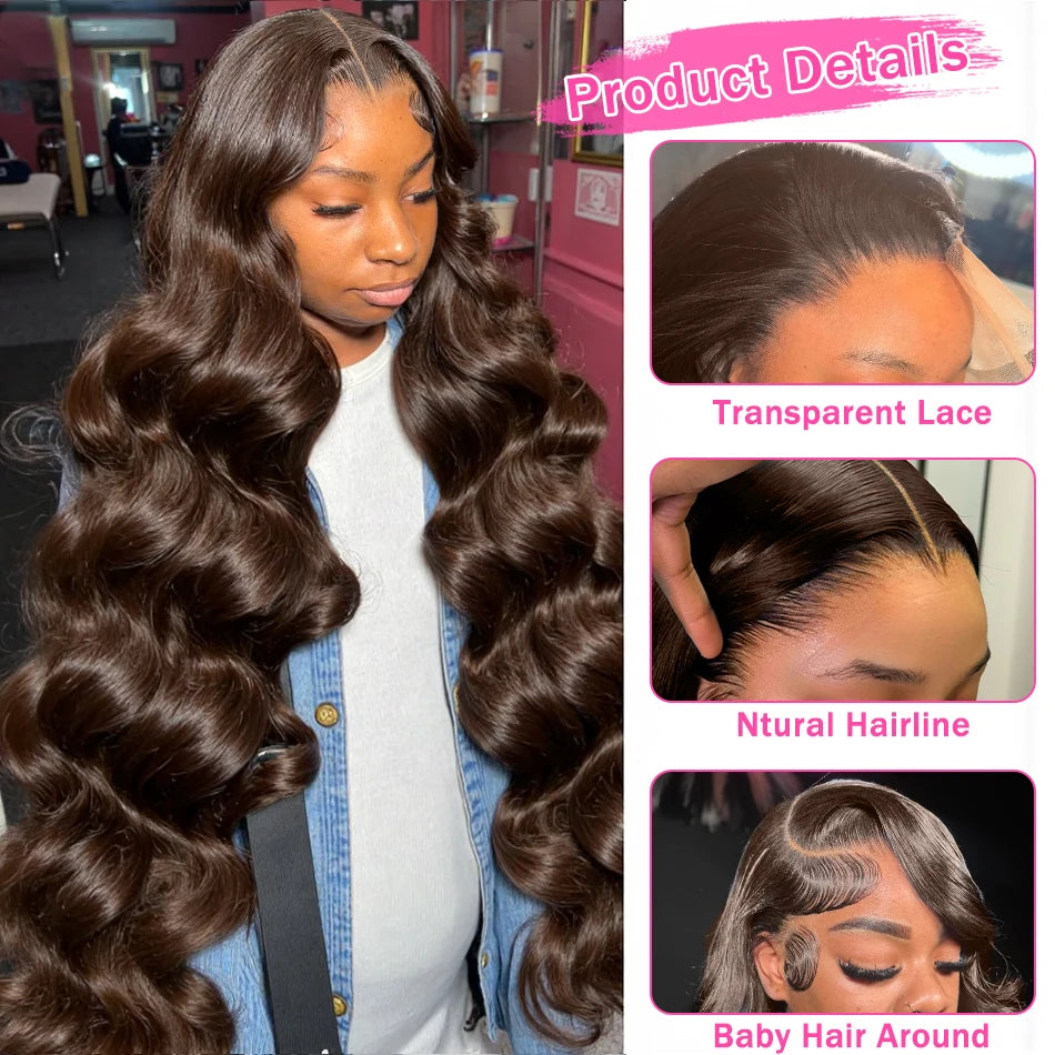 Luvin Brazilian Chocolate Brown Wig Body Wave Chocolate Brown Human Hair Wigs Body Wave Lace Front Wig 13x6 Brown Wig For Women