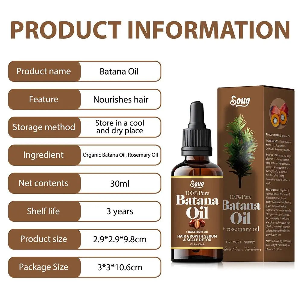 Batana Rosemary Mint Scalp Hair Strengthening Oil Biotin Essential Oils Nourishing Treatment Split End Dry For All Type HairCare