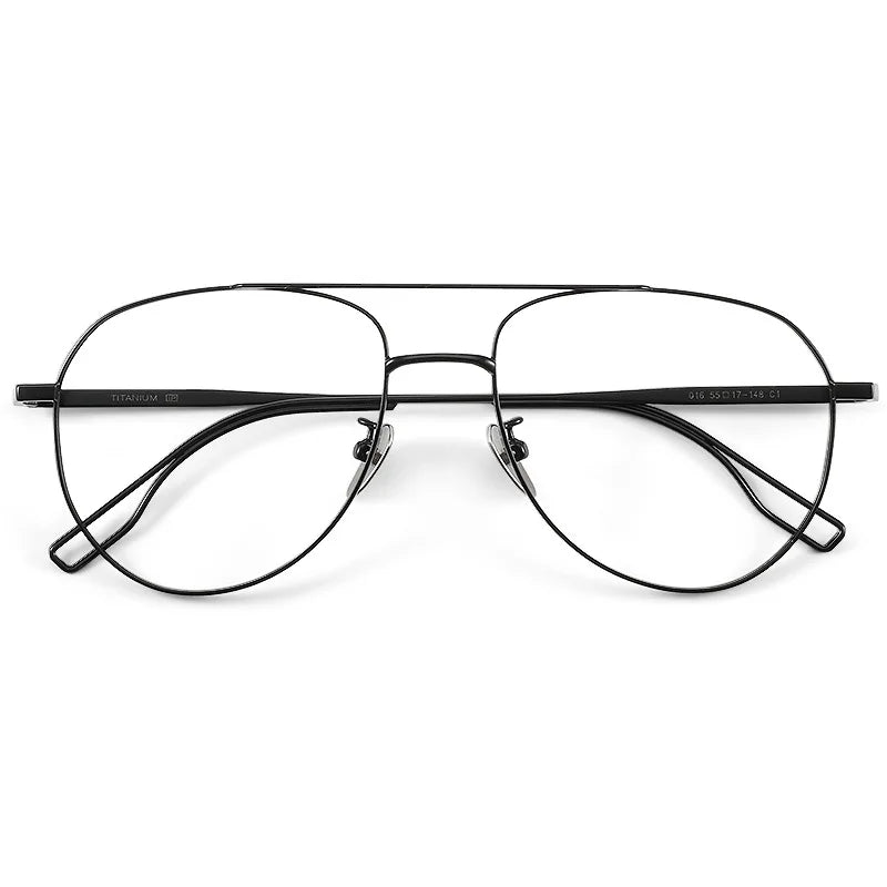 FIRADA New Fashionable Comfortable Pilot Glasses Retro Double Beam Pure Titanium Prescription Eyewear Frames For Men 061-C