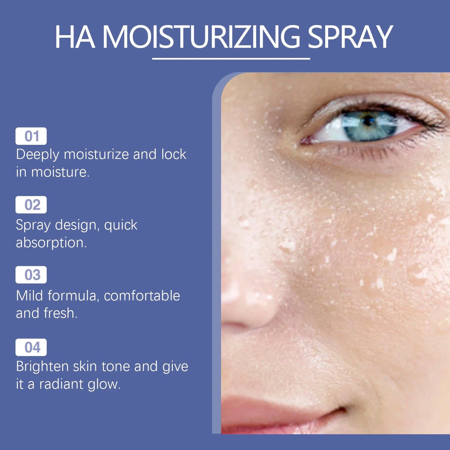 Hyaluronic Acid Moisturizing Spray Refreshing Shrink Pores Firming Skin Smoothing Aloe Vera Extract Nourish Brighten Face Toner