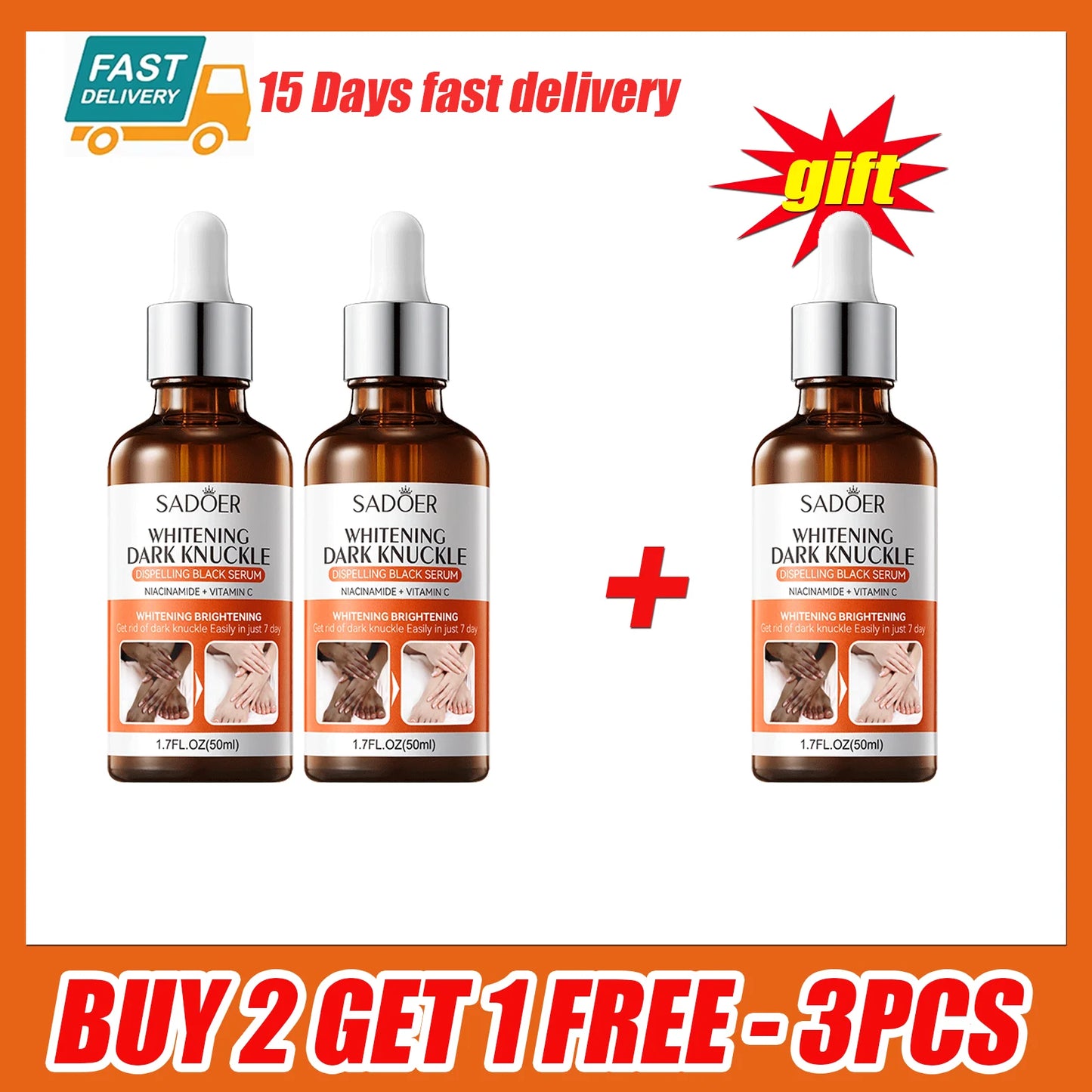 Dark Knuckles Fast Brighten Serum Elbows Hand Knuckle Brightening Serum Knee Black Skin Quickly Lighten Stains Remover Essence