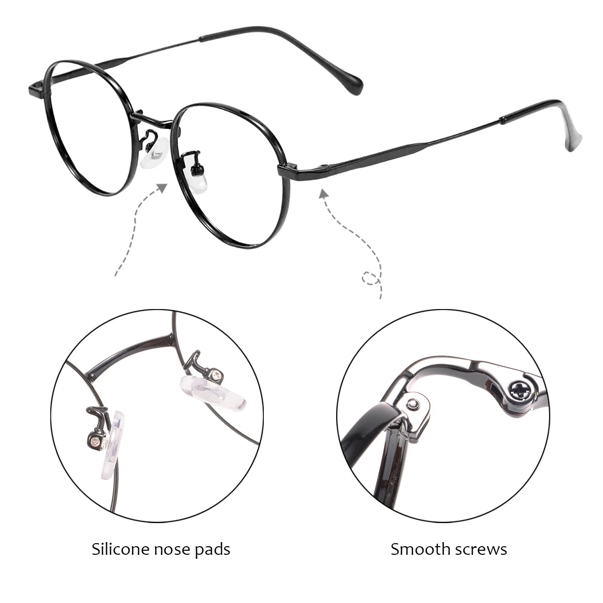 Colorful Retro Round Men Women Stylish Spectacle Small Metal Full Rim Oval Pink Eyeglasses Frame For Optical Prescription Lenses