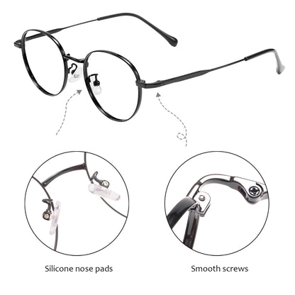 Colorful Retro Round Men Women Stylish Spectacle Small Metal Full Rim Oval Pink Eyeglasses Frame For Optical Prescription Lenses