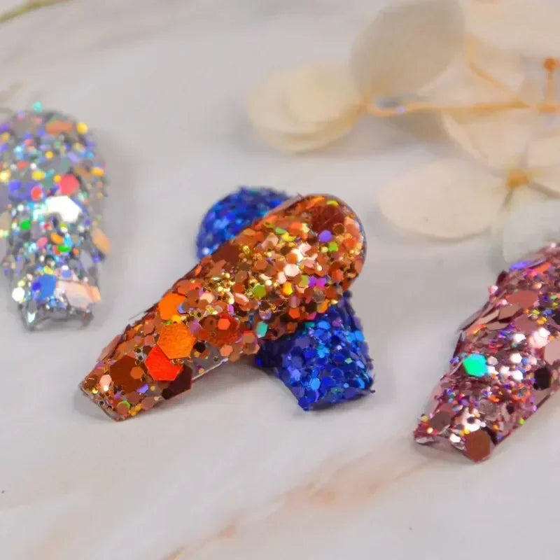 10g Laser Nail Glitter Flakes Mix-Hexagon Holographic Sparkly Powder Nail Art Decoration Loose Reflective Mermaid Chunky Sequins