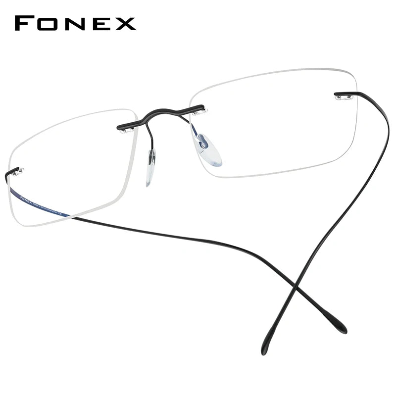 FONEX B Titanium Glasses Frame Men New Brand Design Rimless Square Eyeglasses Frameless Women Ultralight Japanese Eyewear 85634