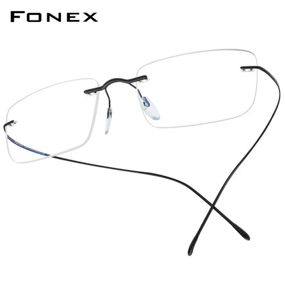 FONEX B Titanium Glasses Frame Men New Brand Design Rimless Square Eyeglasses Frameless Women Ultralight Japanese Eyewear 85634
