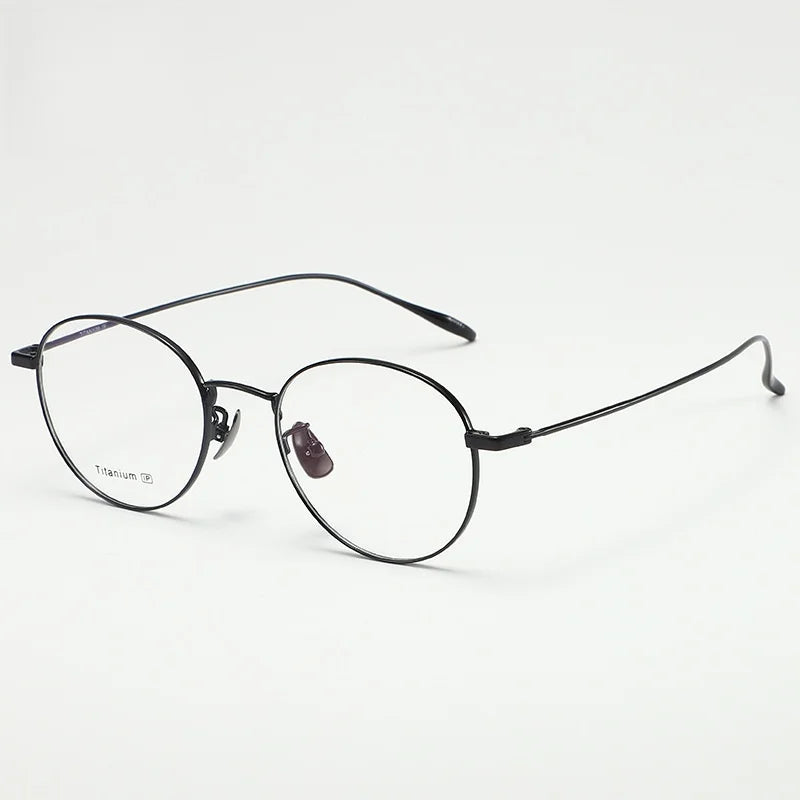 MOMOJA Round Retro Glasses Fashion Ultra Light Pure Titanium Spectacle  Frame New Men's and Women's Prescription Glasses TI0032