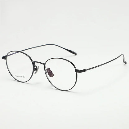MOMOJA Round Retro Glasses Fashion Ultra Light Pure Titanium Spectacle  Frame New Men's and Women's Prescription Glasses TI0032
