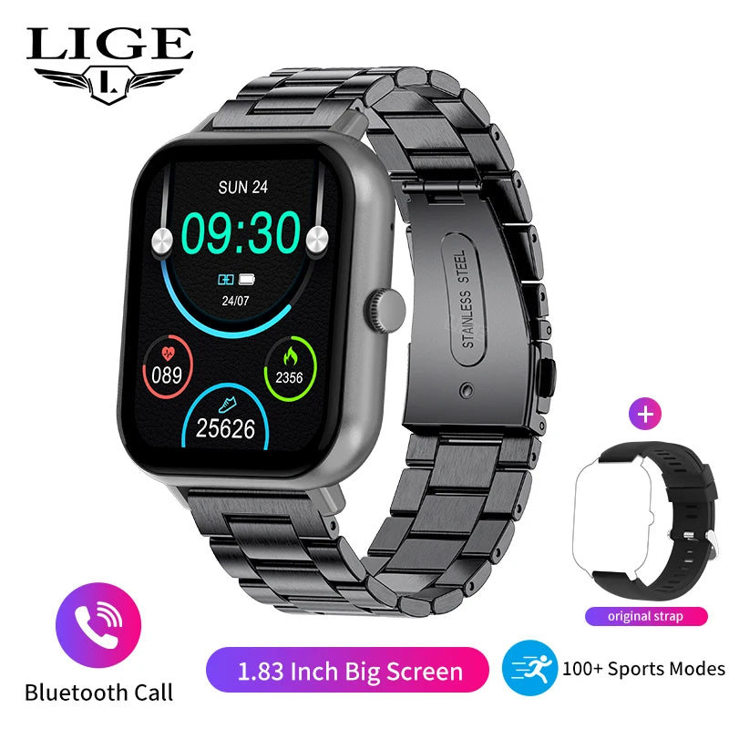 LIGE Women Smartwatch Bluetooth Answer Call Voice Assistant Whatsapp Reminder Men Smart Watch Sports Fitness Waterproof Watches