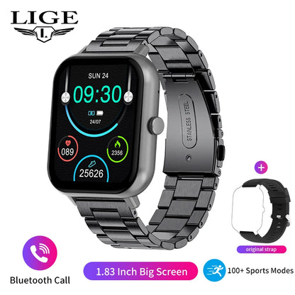 LIGE Women Smartwatch Bluetooth Answer Call Voice Assistant Whatsapp Reminder Men Smart Watch Sports Fitness Waterproof Watches
