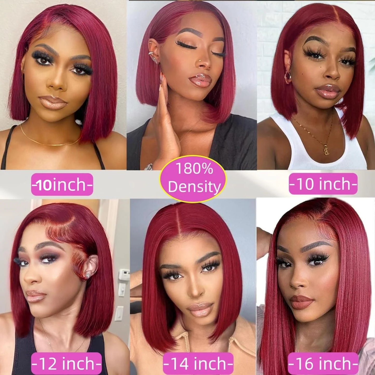 Straight Short Bob Wig Lace Front Human Hair Wigs Blonde Brown 99j Burgundy Black 13x4 HD Transparent Lace Frontal Wig for Women