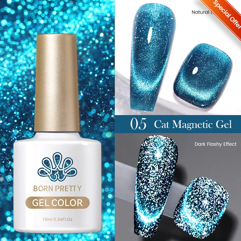 BORN PRETTY 10ml HEMA TPO FREE Mint Chocolate Cat Magnetic Gel Nail Polish Sumer Colored Ultra Shine Soak Off UV Gel Nail Art