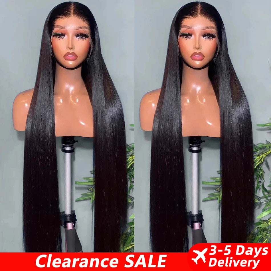 13x6 HD Lace Frontal Human Hair Wigs Brazilian Straight Human Hair Wig Jet Black 40 Inch Long Straight Lace Front Human Hair Wig