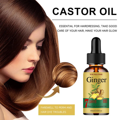 Hair Growth Serum Fast Growing Hair Essential Oil Beauty Hair Care 30/60ml Dense Regrowth Ginger Hair Promoting Regeneration