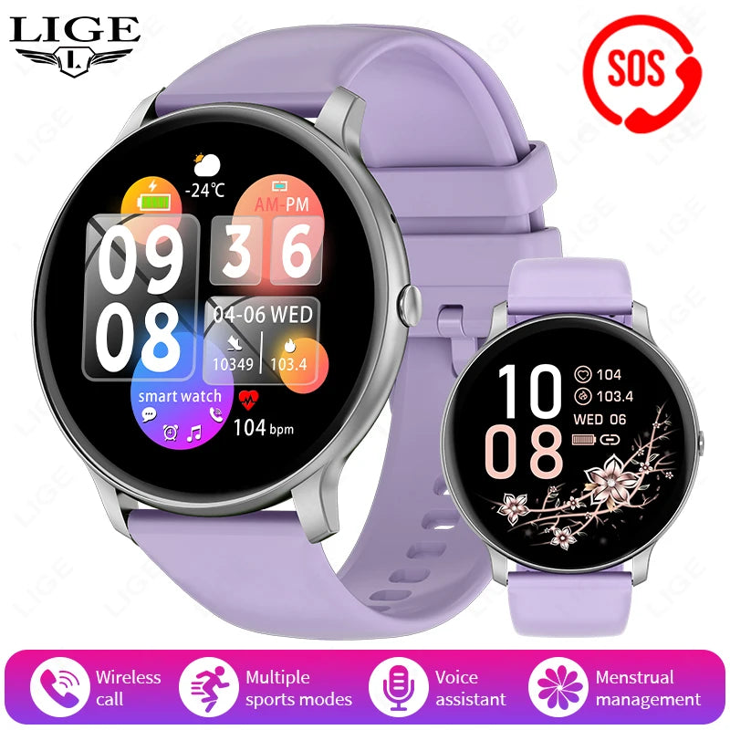 LIGE 2025 Bluetooth Call Smart Watch Women Custom Dial Watches Men Sports Fitness Tracker Heart Rate Smartwatch For Android iOS