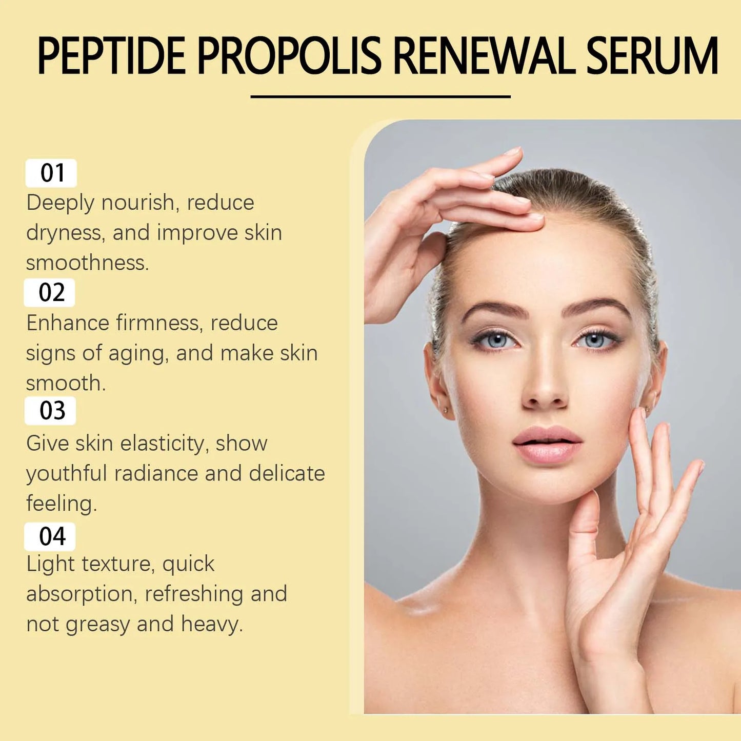 Peptide Propolis Face Serum Reduce Dryness Firming Lifting Anti Redness Renewal Smoothing Nourishing Repair Damaged Skin Essence