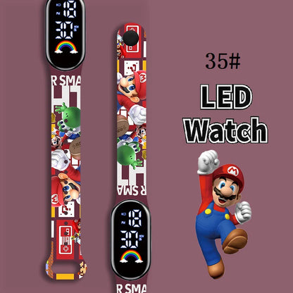 Mario Bros Children's Watches Action Figures Luigi Princess Peach Yoshi Bowser kids Sport Wristband Waterproof Digital Watch