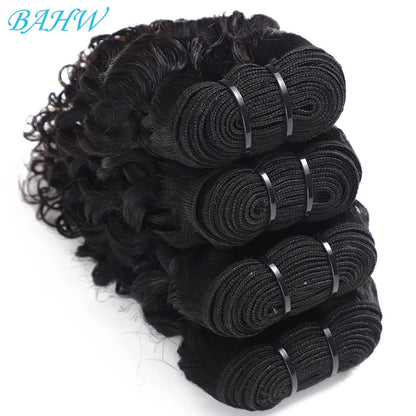 Peruvian Short Kinky Curly Virgin Hair Bundles With Closure 100% Unprocessed Hair Weft Extension Humain Hair Natural Black