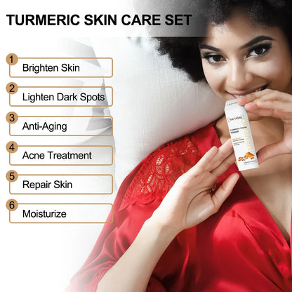 Turmeric lemon Skin Care products Acne Dark Spot Remover Whitening Brighten Facial Serum Face Cream Cleanser Serum Oil Cosmetics