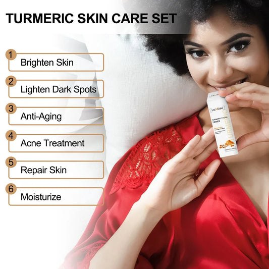 Turmeric lemon Skin Care products Acne Dark Spot Remover Whitening Brighten Facial Serum Face Cream Cleanser Serum Oil Cosmetics