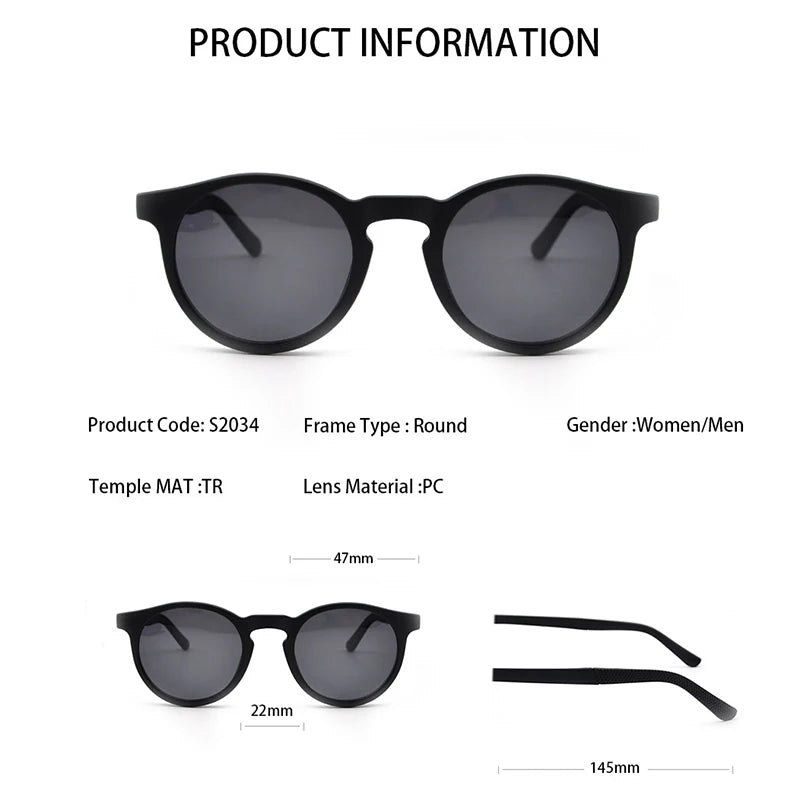 KANDREA Round Vintage Sunglasses Women Man Magnetic Glasses Clip on Brand Designer 2022 Optical Myopia Eyeglasses Frame S2034