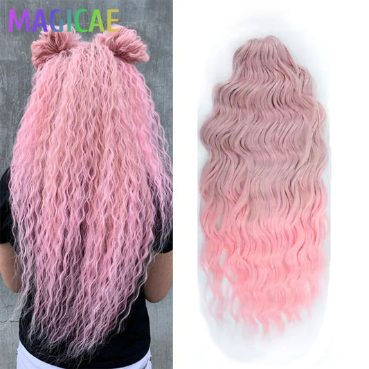 Anna 300grams 3Pcs 24Inches Body Wave Crochet Braids Pink Ombre Rainbow Purple Hair Extensions Colored Blond Sliver White Braids