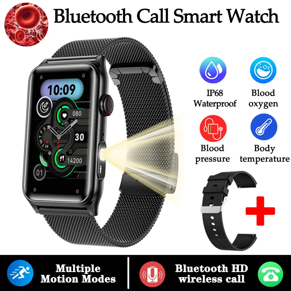 2025 New Smart Watch Men ECG+PPG Blood Pressure Blood Oxygen Health Monitor Sport Fitness AI Vocie BT Call Flashlight Smartwatch