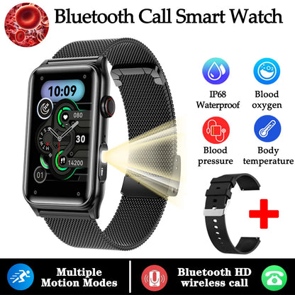 2025 New Smart Watch Men ECG+PPG Blood Pressure Blood Oxygen Health Monitor Sport Fitness AI Vocie BT Call Flashlight Smartwatch