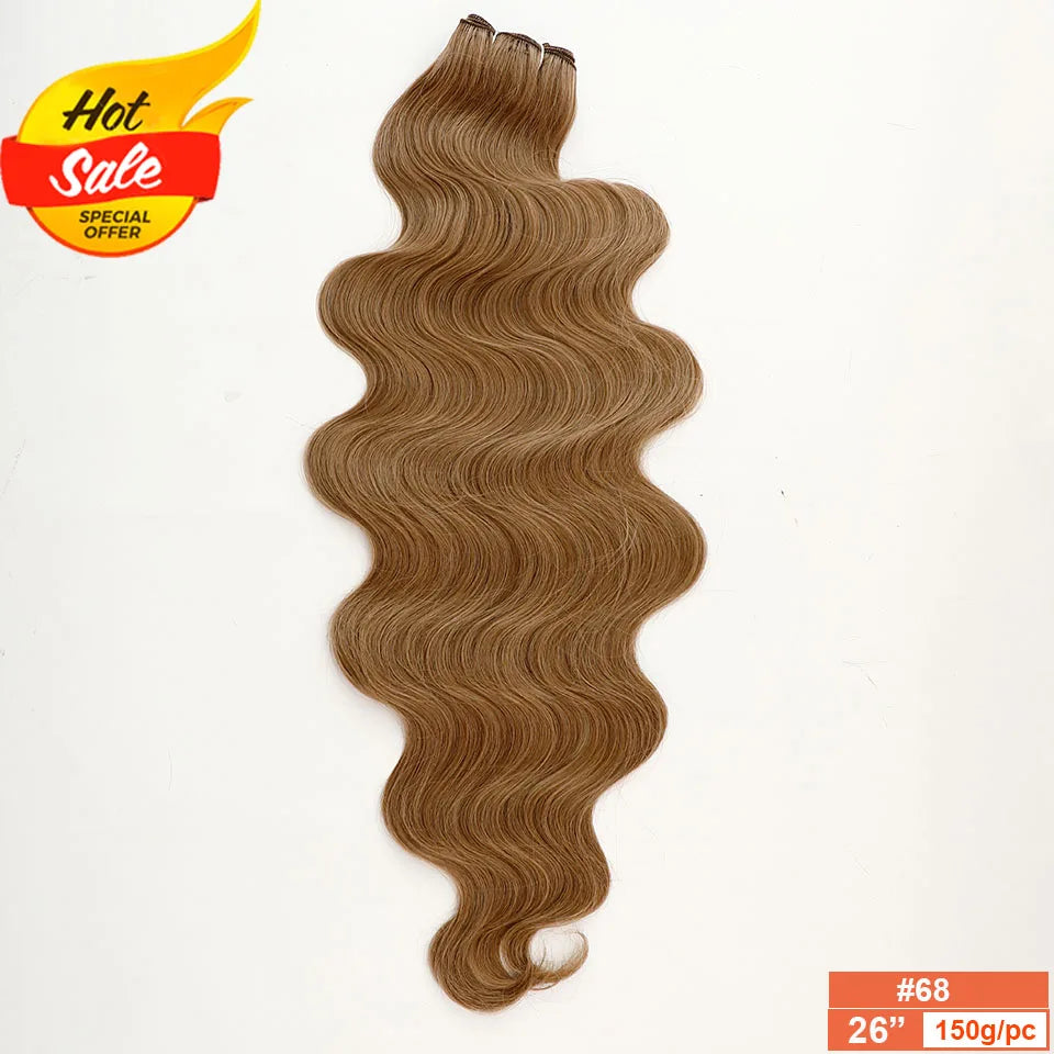 Magicae Blond 27/613 White60# 30Inches 200g High Temperature Synthetic Hair Extension Long Body Wave Hair Weave Bundle Highlight