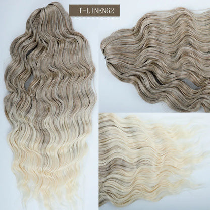 24 inches Body Deep Wave Crochet Braiding Pink Ombre Brown Hair Extensions Water Colored Braids Hair Blond Curly Hair Bundles