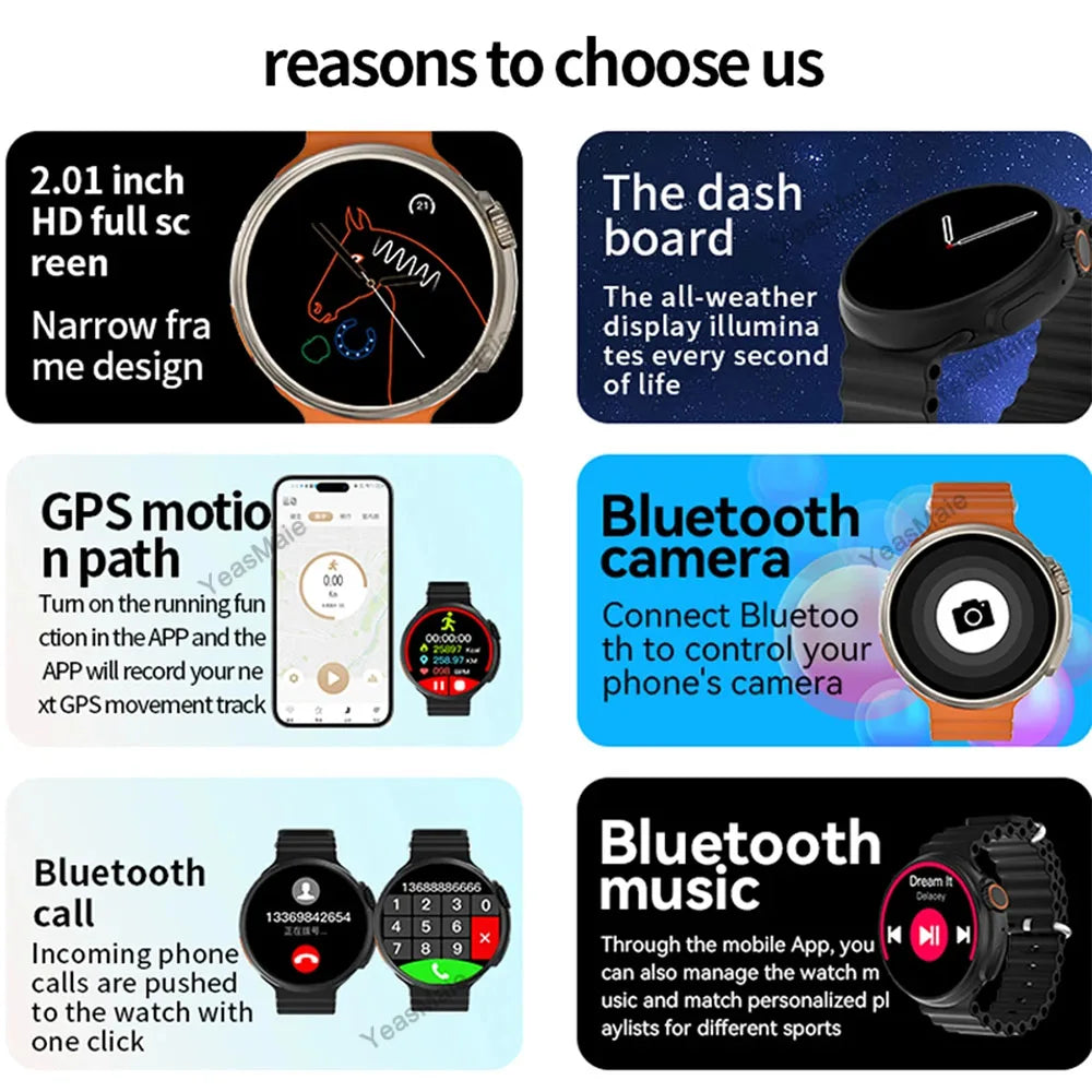 Smart Watch Round Full Touch Screen Bluetooth Call Message Reminder Sports Fitness Tracker for Women Men Android iOS Sport Watch