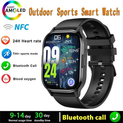 SENBONO 2024 New AMOLED Smart Watch Always On Display Bluetooth Call NFC Smartwatch Men Sport Waterproof Watch for IOS Android