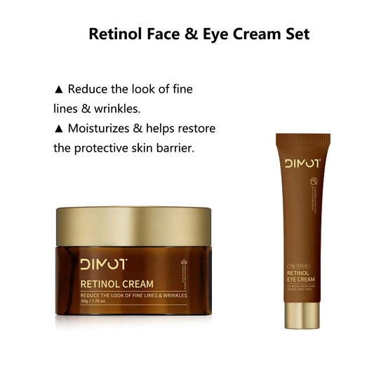 Dimot Retinol Face & Eye Cream Set Anti-Aging Moisturizer for Wrinkles Fine Lines & Dark Circles All Skin Types Hydrate & Repair