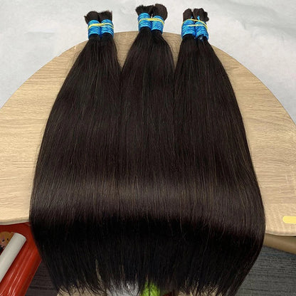 100% Real Virgin Human Hair Bulk Good Quality Natural Hair Bundle 10A Weaving For Braiding Unprocessed No Weft 1B Straight Hair