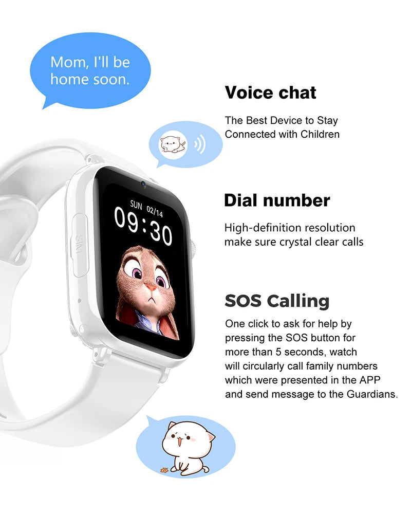 2025 New Smart Watch Kids Gift GPS Video Call SOS Child Smartwatch Camera Monitor Tracker Location Phone Watch Safety protection