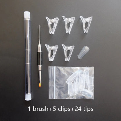 Forms for Nail Extension with Dual-Ended UV Gel Brush Nail Clips Dual Nail Extending Mold Quick Building Full Cover Nail Tips