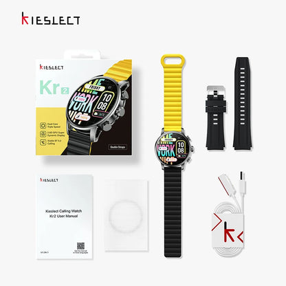 Kieslect Kr2 Smart Calling Watch 1.43" FHD AMOLED Display with AOD for Android iOS Remote Camera Control Fitness Tracker