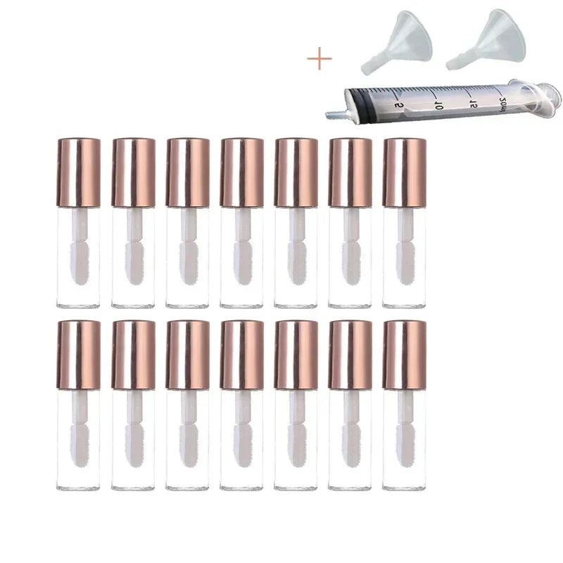 50pcs 2ML Empty Transparent PE Lip Gloss Tubes Plastic Lip Balm Tube Lipstick Mini Sample Cosmetic Container rose gold