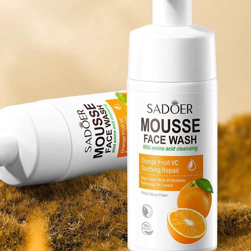 SADOER Amino Acid Facial Cleanser Mousse - Gentle Foam Wash for Sensitive Skin Hydrating & Soothing PH Balanced (150ml)