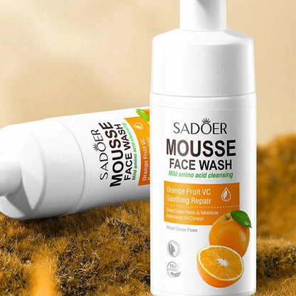 SADOER Amino Acid Facial Cleanser Mousse - Gentle Foam Wash for Sensitive Skin Hydrating & Soothing PH Balanced (150ml)