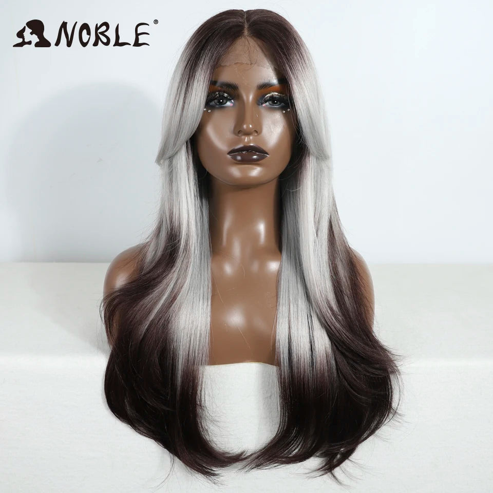 Noble Synthetic Lace Front Wig 26" Straight Ombre lace Cosplay Wig  Lace Part Wig Blonde Wigs For Women Wig synthetic Lace Wig