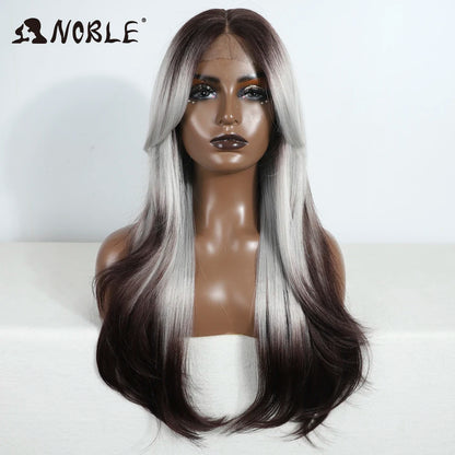 Noble Synthetic Lace Front Wig 26" Straight Ombre lace Cosplay Wig  Lace Part Wig Blonde Wigs For Women Wig synthetic Lace Wig