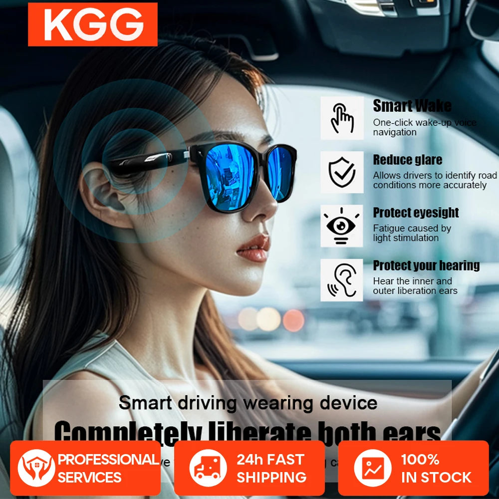 GS08 Smart Glasses AI Voice Asisstant Music Calling Noise Reduction Anti-blue BT TWS Glasses UV400 Protection Men Women Sticker