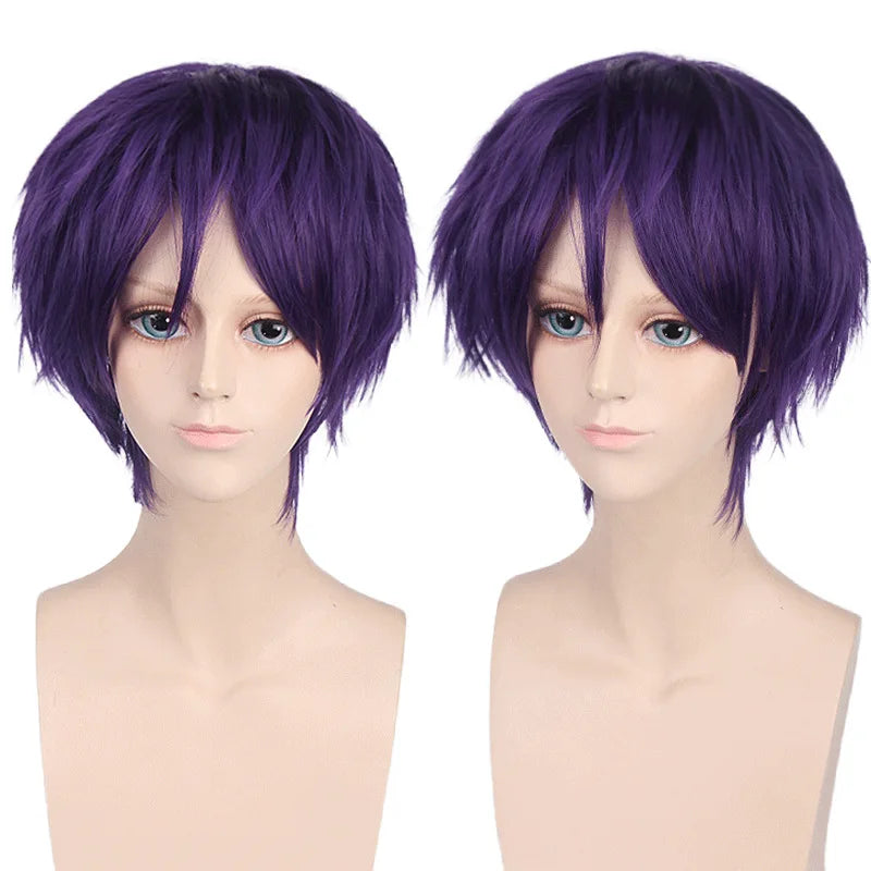 New Concubine Synthetic Bob Men's Short Straight Hair Cover Fake Cosplay Wig Ombre Green Black Blue Blonde Hairpiece