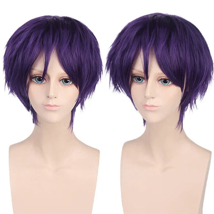 New Concubine Synthetic Bob Men's Short Straight Hair Cover Fake Cosplay Wig Ombre Green Black Blue Blonde Hairpiece