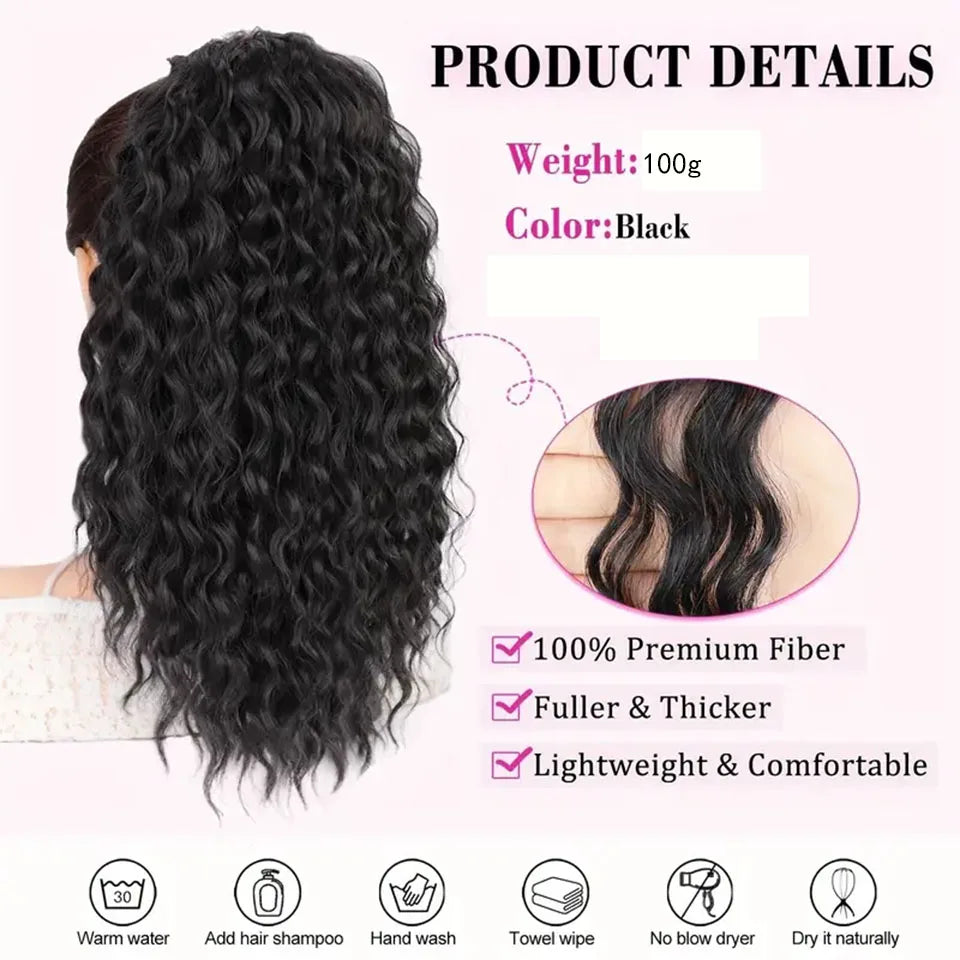 8-26 Inch Drawstring Ponytail Kinky Curly Human Hair Brazilian Ponytail Remy Brazilian Hair Extensions Clip In Natural Black