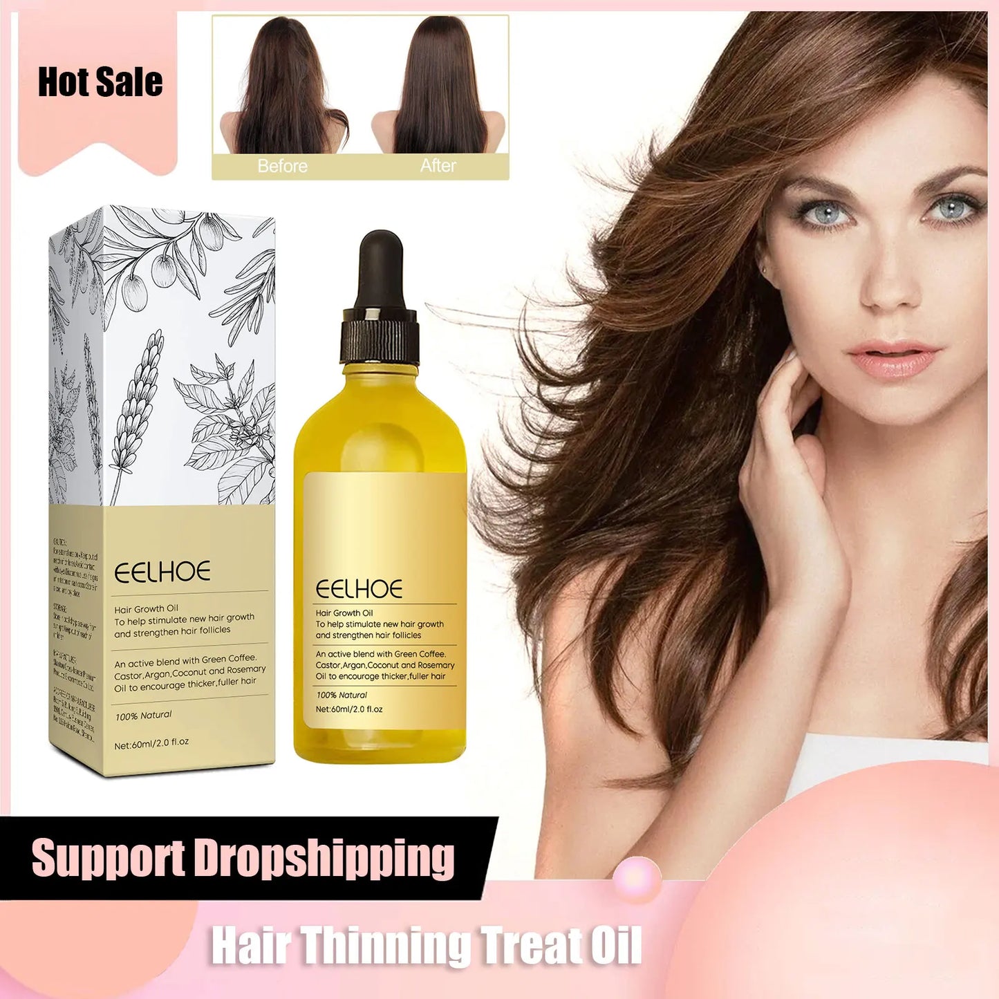 Natural Hair Growth Oil Rosemary Anti Hair Loss Regrowth Moisturizing Repair Anti Baldness Fast Hair Growth Serum Oil For Women