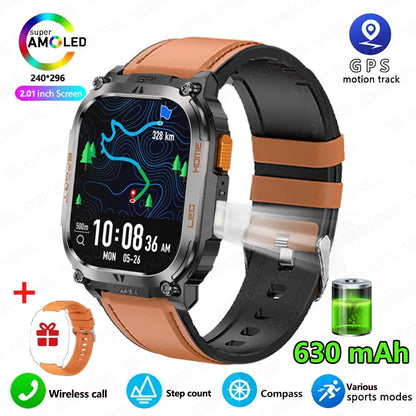 2025 New GPS Track Smart Watch Men IP68 Waterproof 2.01-inch HD Screen Compass 630mah Battery Bluetooth Call Outdoor Smart watch