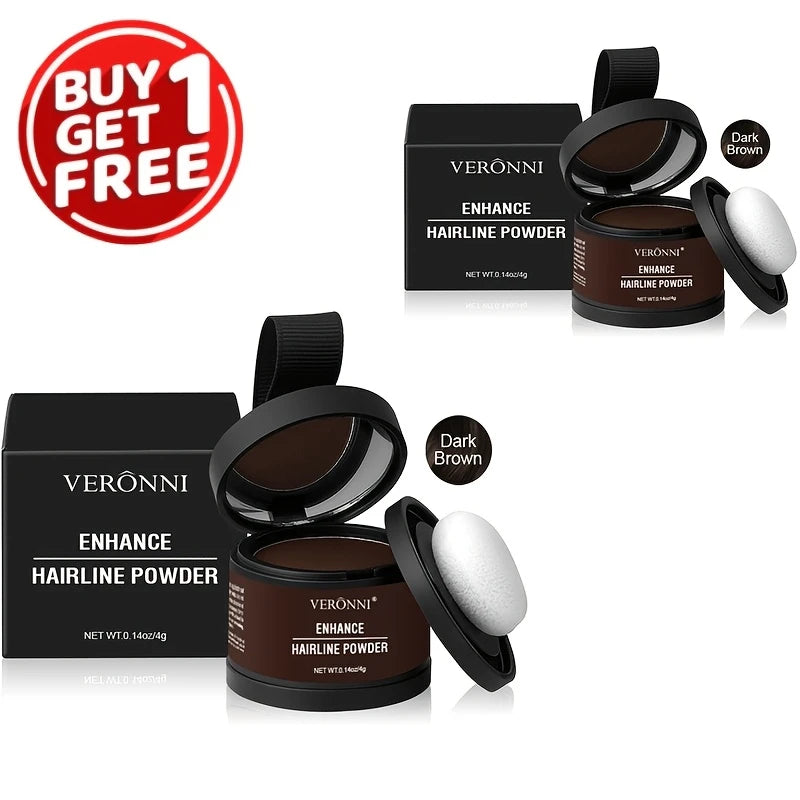 2pcs Fluffy Hairline Powder Touch-Up Concealer Temporary Hair Fibers Hair Root Cover Up Gray Coverage Hairline Shadow Powder kit